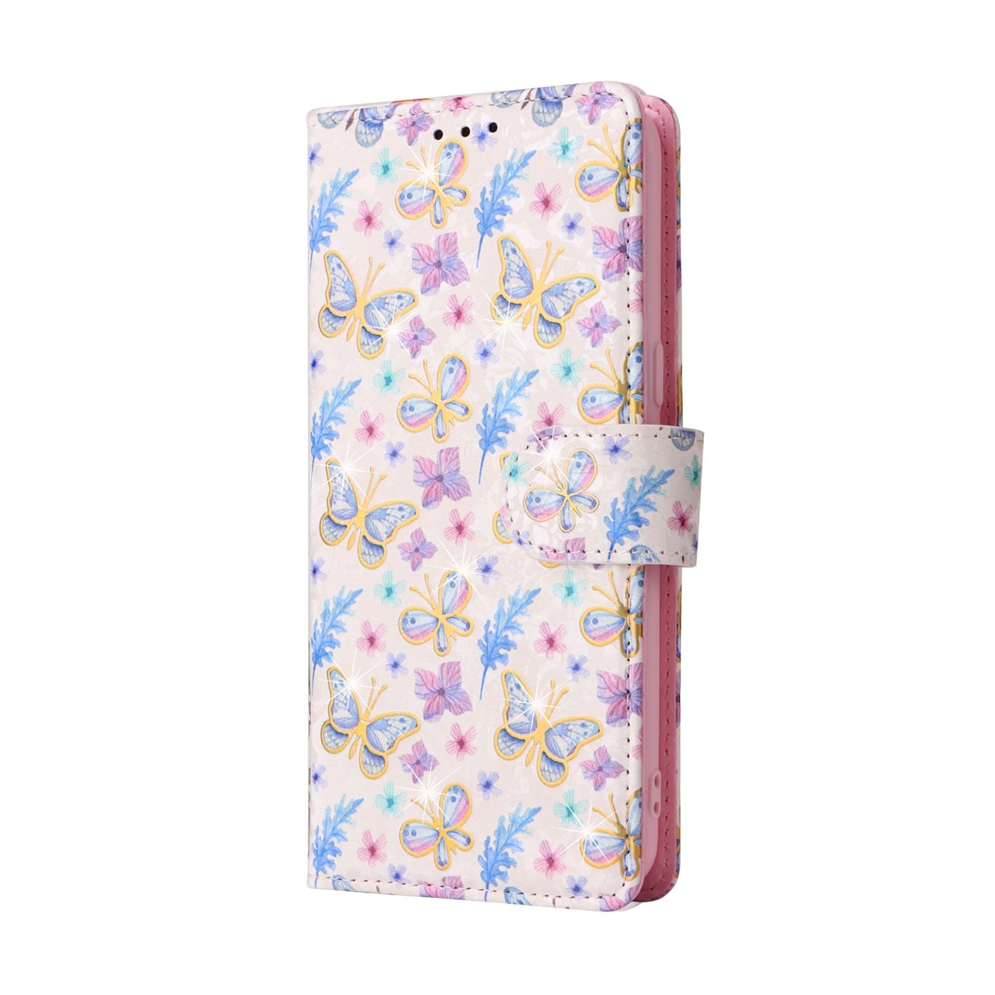 Samsung Galaxy S8 Luxury Bronzing Leather Case - Floral RFID Wallet Cover with Stand & Card Slots