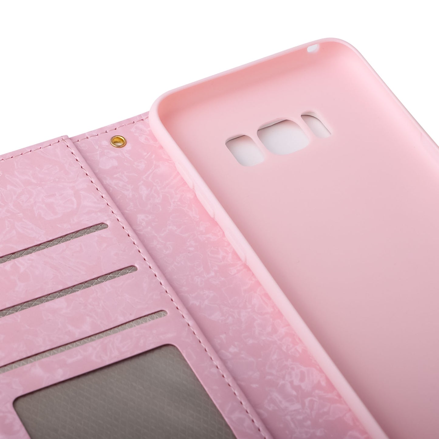 Samsung Galaxy S8 Luxury Bronzing Leather Case - Floral RFID Wallet Cover with Stand & Card Slots