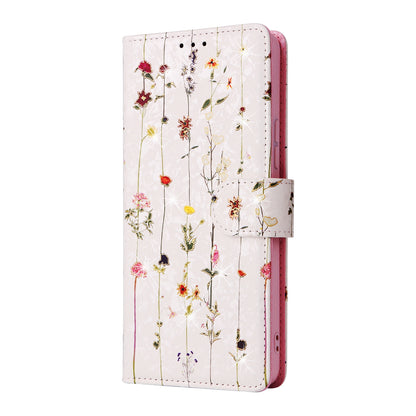 Samsung Galaxy A53 5G Luxury Bronzing Leather Case - Floral RFID Wallet Cover with Stand & Card Slots