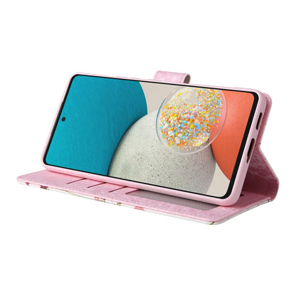 Samsung Galaxy A53 5G Luxury Bronzing Leather Case - Floral RFID Wallet Cover with Stand & Card Slots