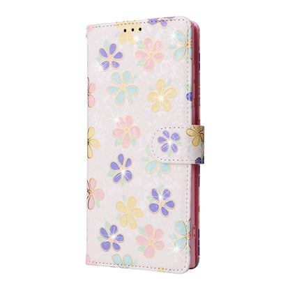 Samsung Galaxy A53 5G Luxury Bronzing Leather Case - Floral RFID Wallet Cover with Stand & Card Slots