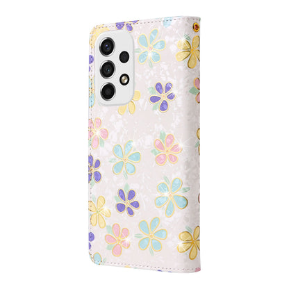 Samsung Galaxy A53 5G Luxury Bronzing Leather Case - Floral RFID Wallet Cover with Stand & Card Slots
