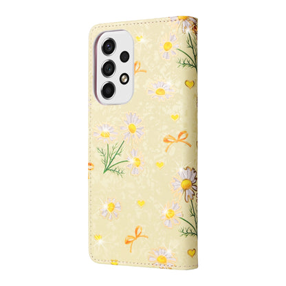 Samsung Galaxy A53 5G Luxury Bronzing Leather Case - Floral RFID Wallet Cover with Stand & Card Slots