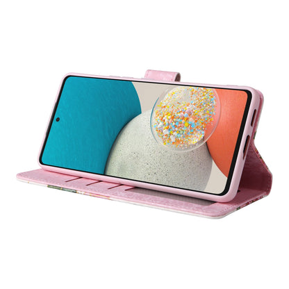 Samsung Galaxy A53 5G Luxury Bronzing Leather Case - Floral RFID Wallet Cover with Stand & Card Slots