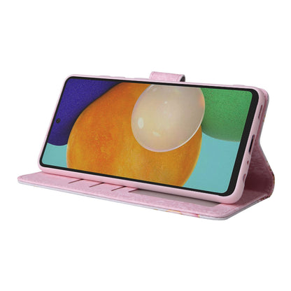 Samsung Galaxy A52 5G Luxury Bronzing Leather Case - Floral RFID Wallet Cover with Stand & Card Slots