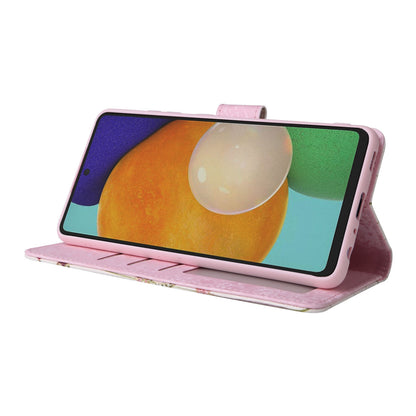 Samsung Galaxy A52 5G Luxury Bronzing Leather Case - Floral RFID Wallet Cover with Stand & Card Slots