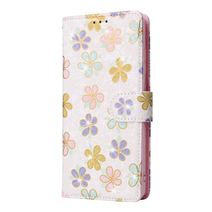 Samsung Galaxy A52 5G Luxury Bronzing Leather Case - Floral RFID Wallet Cover with Stand & Card Slots