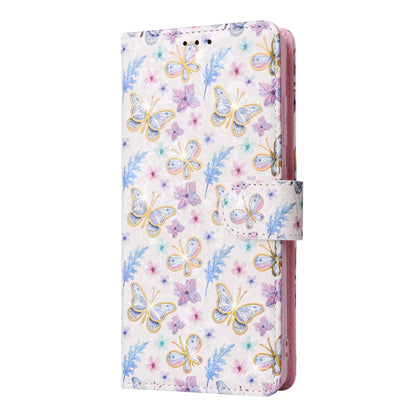 Samsung Galaxy A52 5G Luxury Bronzing Leather Case - Floral RFID Wallet Cover with Stand & Card Slots