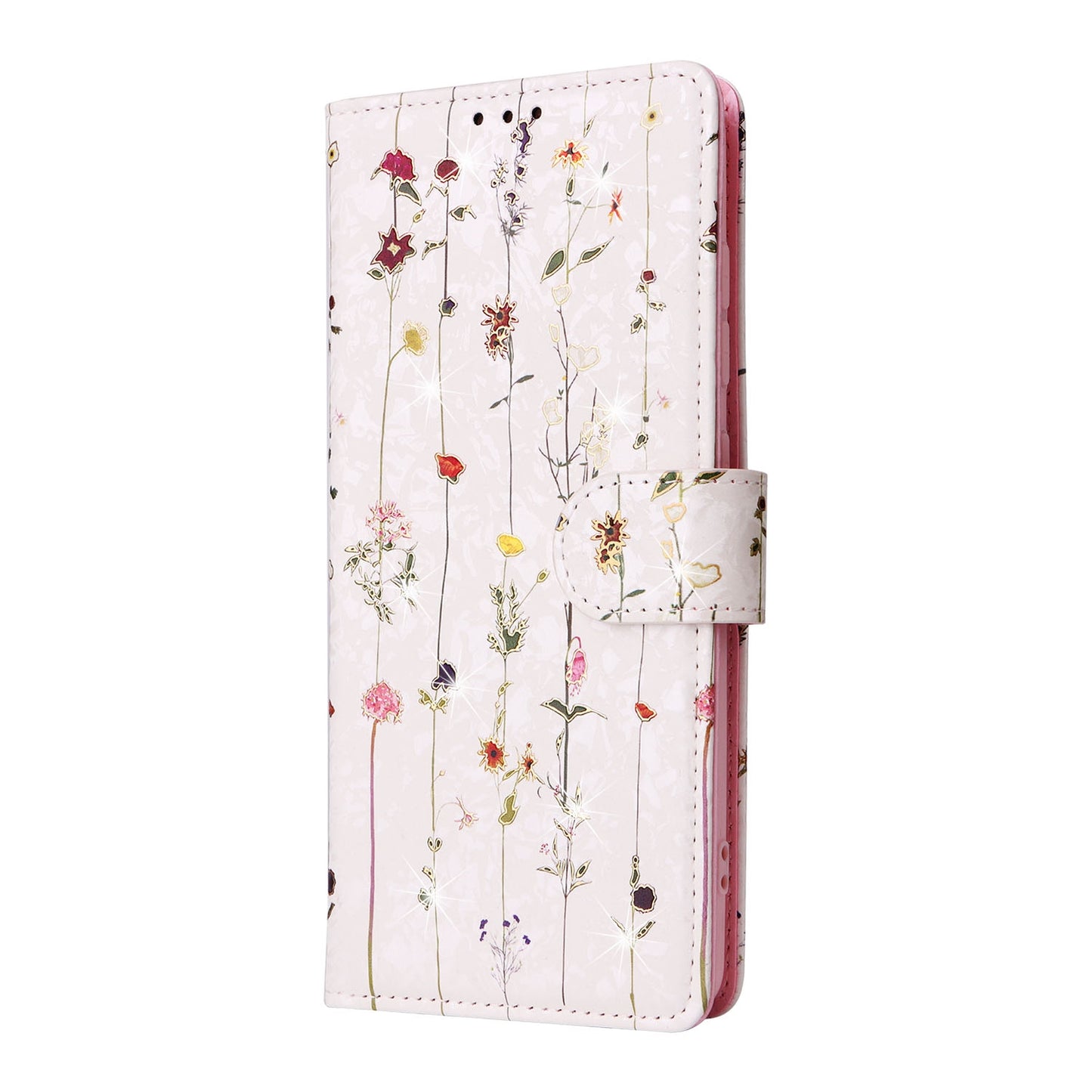 Samsung Galaxy A51 Luxury Bronzing Leather Case - Floral RFID Wallet Cover with Stand & Card Slots