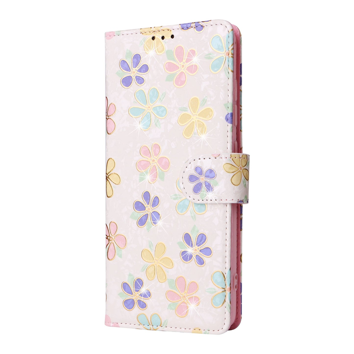 Samsung Galaxy A51 Luxury Bronzing Leather Case - Floral RFID Wallet Cover with Stand & Card Slots