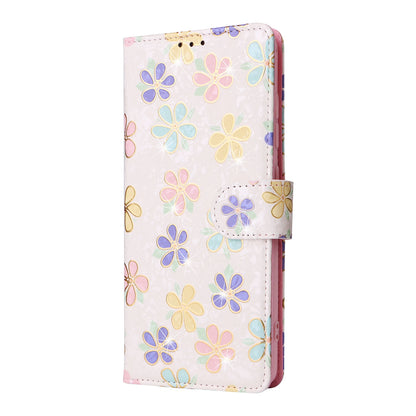 Samsung Galaxy A51 Luxury Bronzing Leather Case - Floral RFID Wallet Cover with Stand & Card Slots