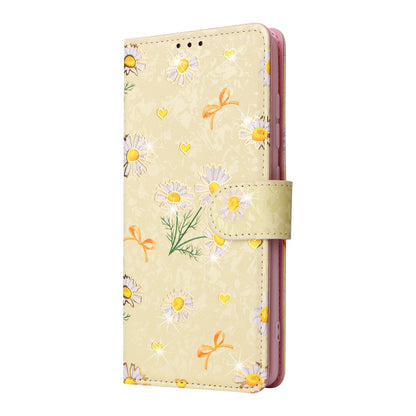 Samsung Galaxy A51 Luxury Bronzing Leather Case - Floral RFID Wallet Cover with Stand & Card Slots