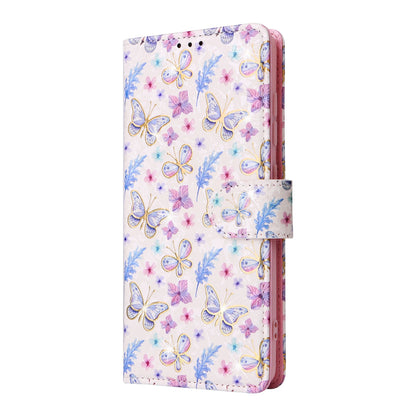 Samsung Galaxy A51 Luxury Bronzing Leather Case - Floral RFID Wallet Cover with Stand & Card Slots