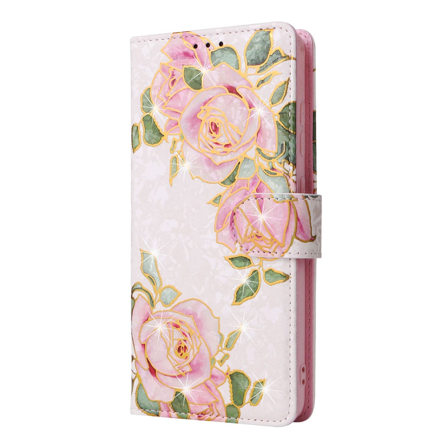 Samsung Galaxy A51 Luxury Bronzing Leather Case - Floral RFID Wallet Cover with Stand & Card Slots