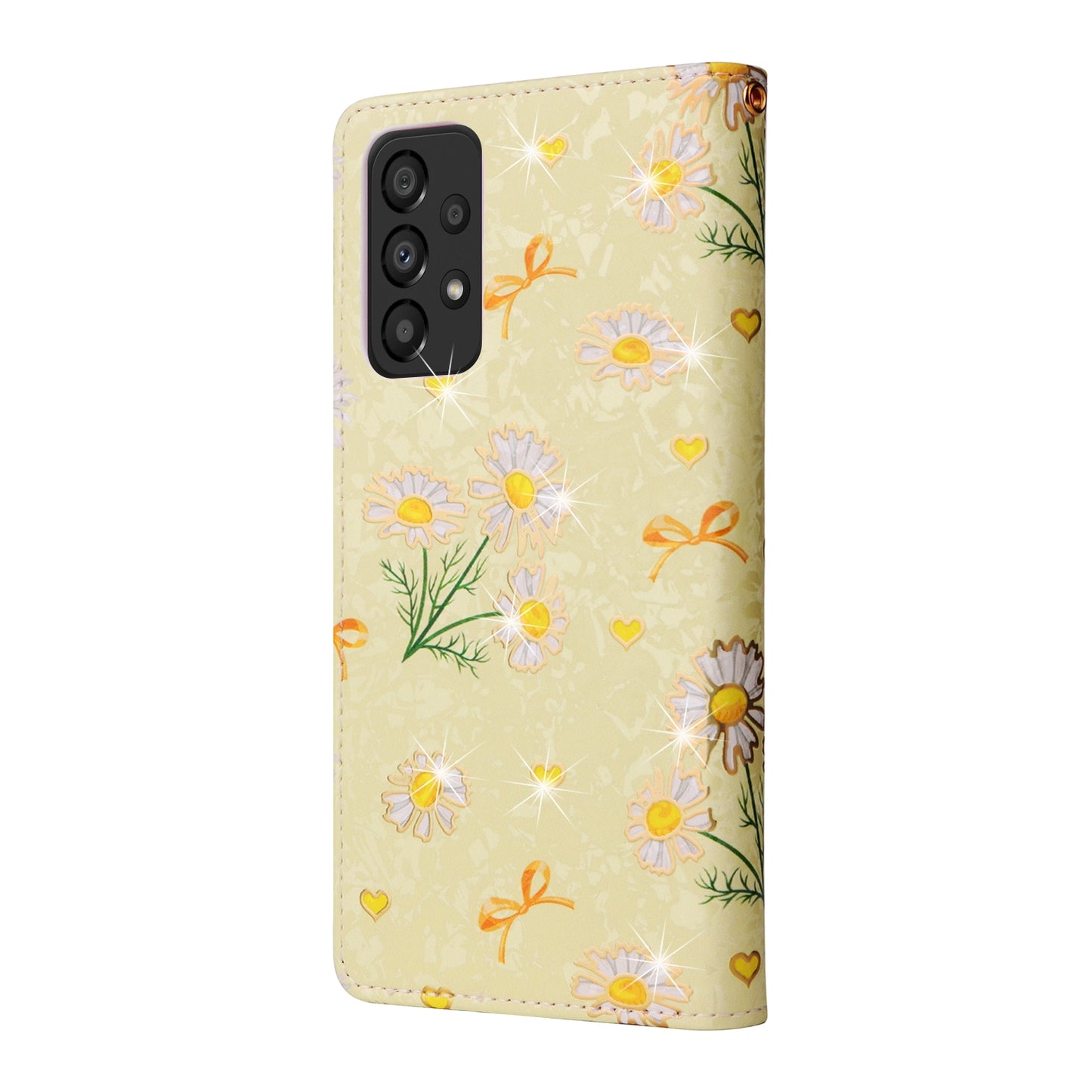 Samsung Galaxy A33 5G Luxury Bronzing Leather Case - Floral RFID Wallet Cover with Stand & Card Slots