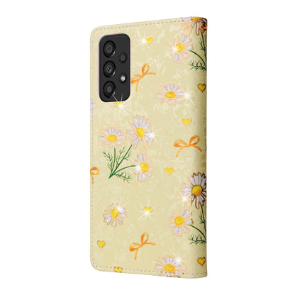 Samsung Galaxy A33 5G Luxury Bronzing Leather Case - Floral RFID Wallet Cover with Stand & Card Slots