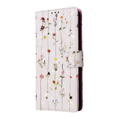 Samsung Galaxy A32 5G Luxury Bronzing Leather Case - Floral RFID Wallet Cover with Stand & Card Slots