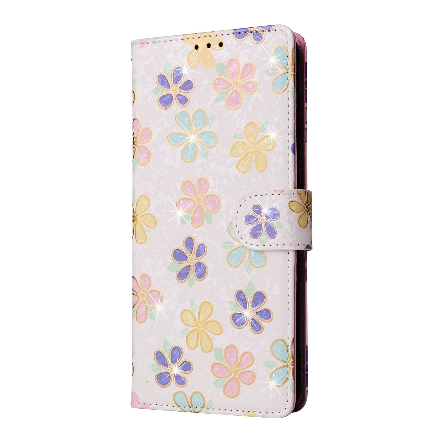 Samsung Galaxy A32 5G Luxury Bronzing Leather Case - Floral RFID Wallet Cover with Stand & Card Slots