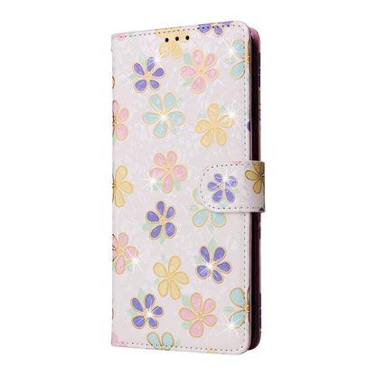 Samsung Galaxy A32 5G Luxury Bronzing Leather Case - Floral RFID Wallet Cover with Stand & Card Slots