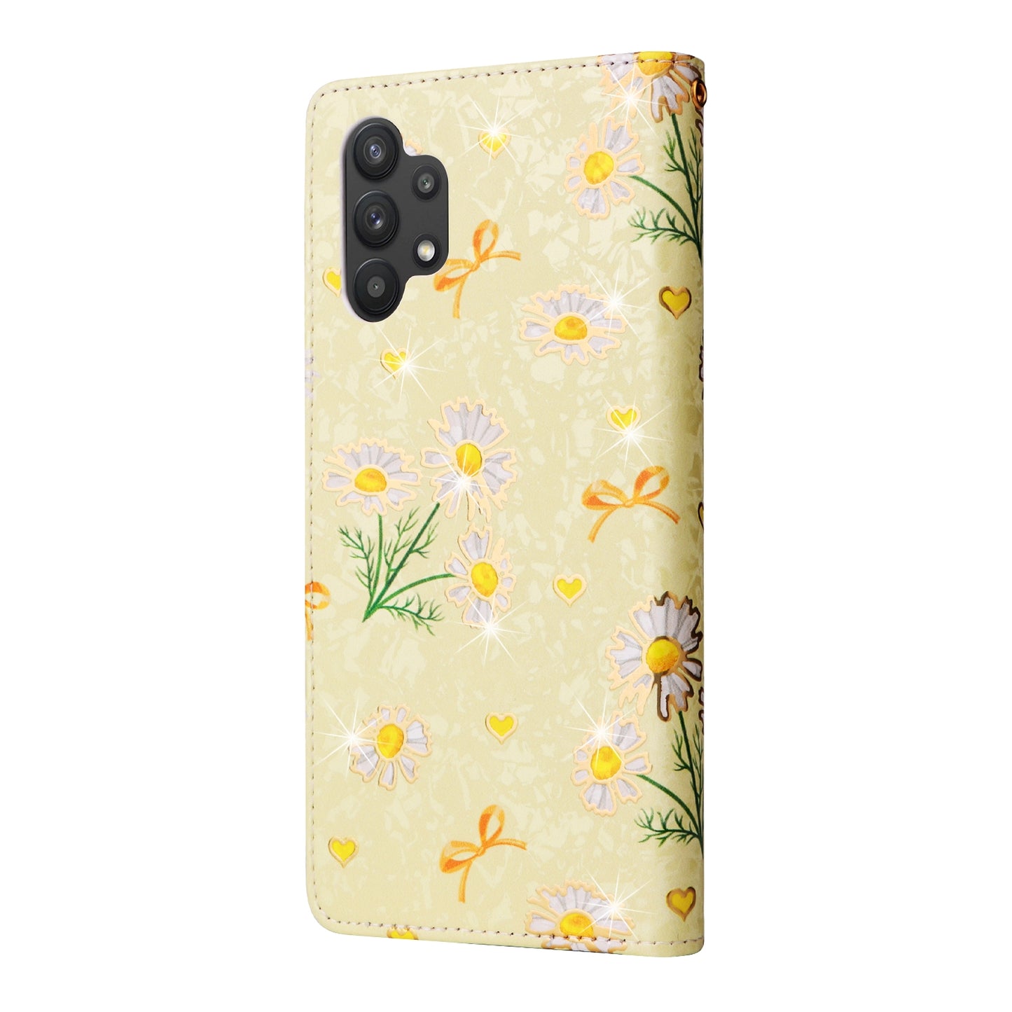 Samsung Galaxy A32 5G Luxury Bronzing Leather Case - Floral RFID Wallet Cover with Stand & Card Slots