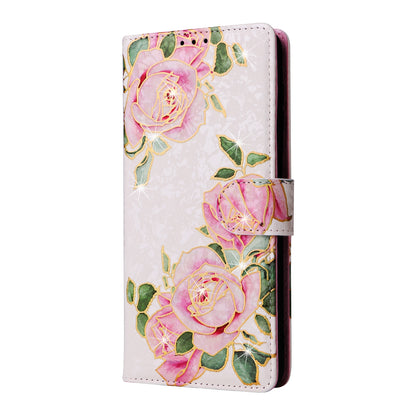 Samsung Galaxy A32 5G Luxury Bronzing Leather Case - Floral RFID Wallet Cover with Stand & Card Slots