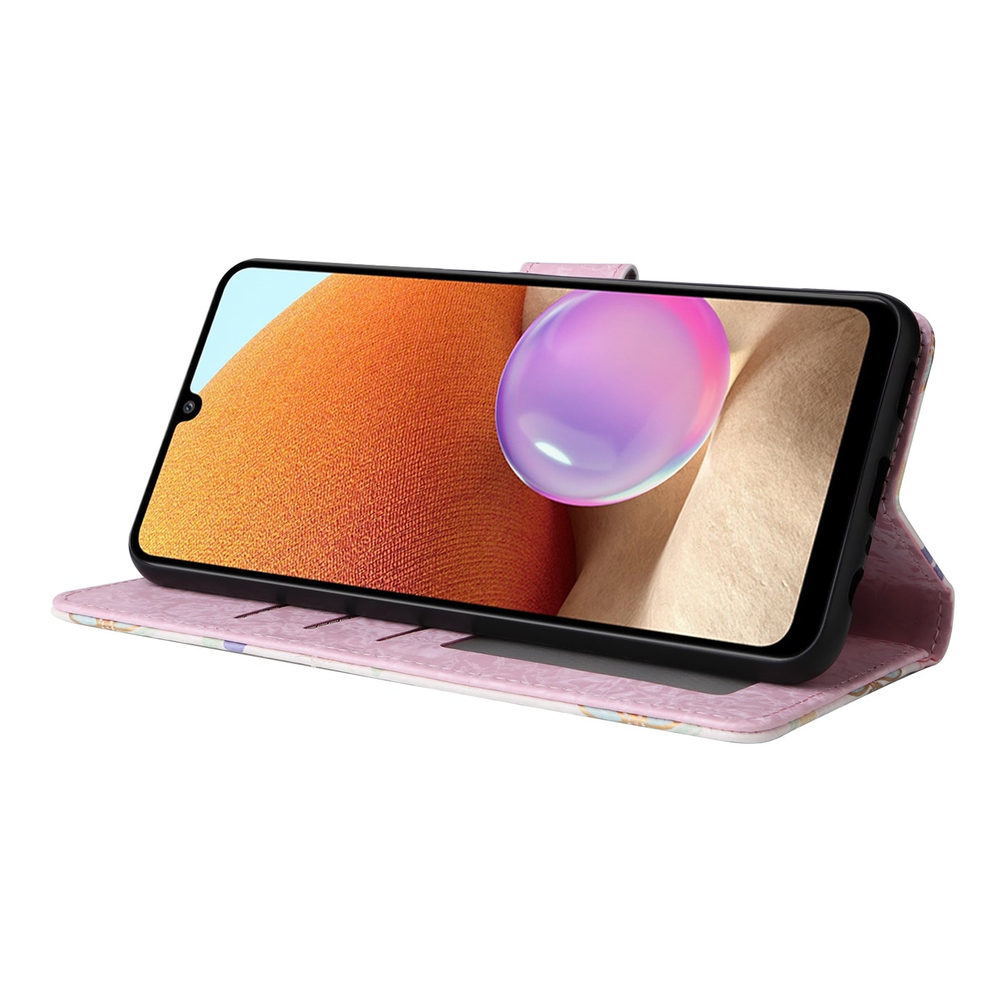 Samsung Galaxy A32 4G Luxury Bronzing Leather Case - Floral RFID Wallet Cover with Stand & Card Slots