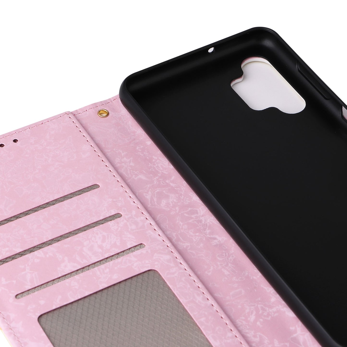 Samsung Galaxy A32 4G Luxury Bronzing Leather Case - Floral RFID Wallet Cover with Stand & Card Slots