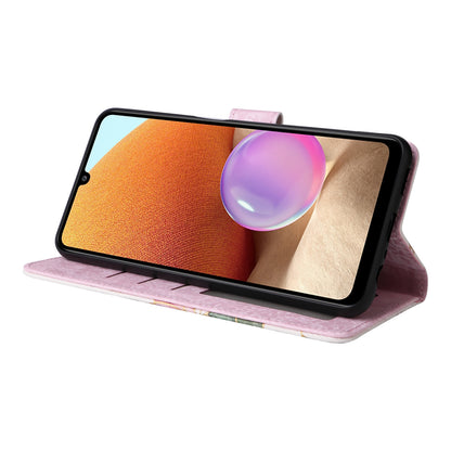 Samsung Galaxy A32 4G Luxury Bronzing Leather Case - Floral RFID Wallet Cover with Stand & Card Slots
