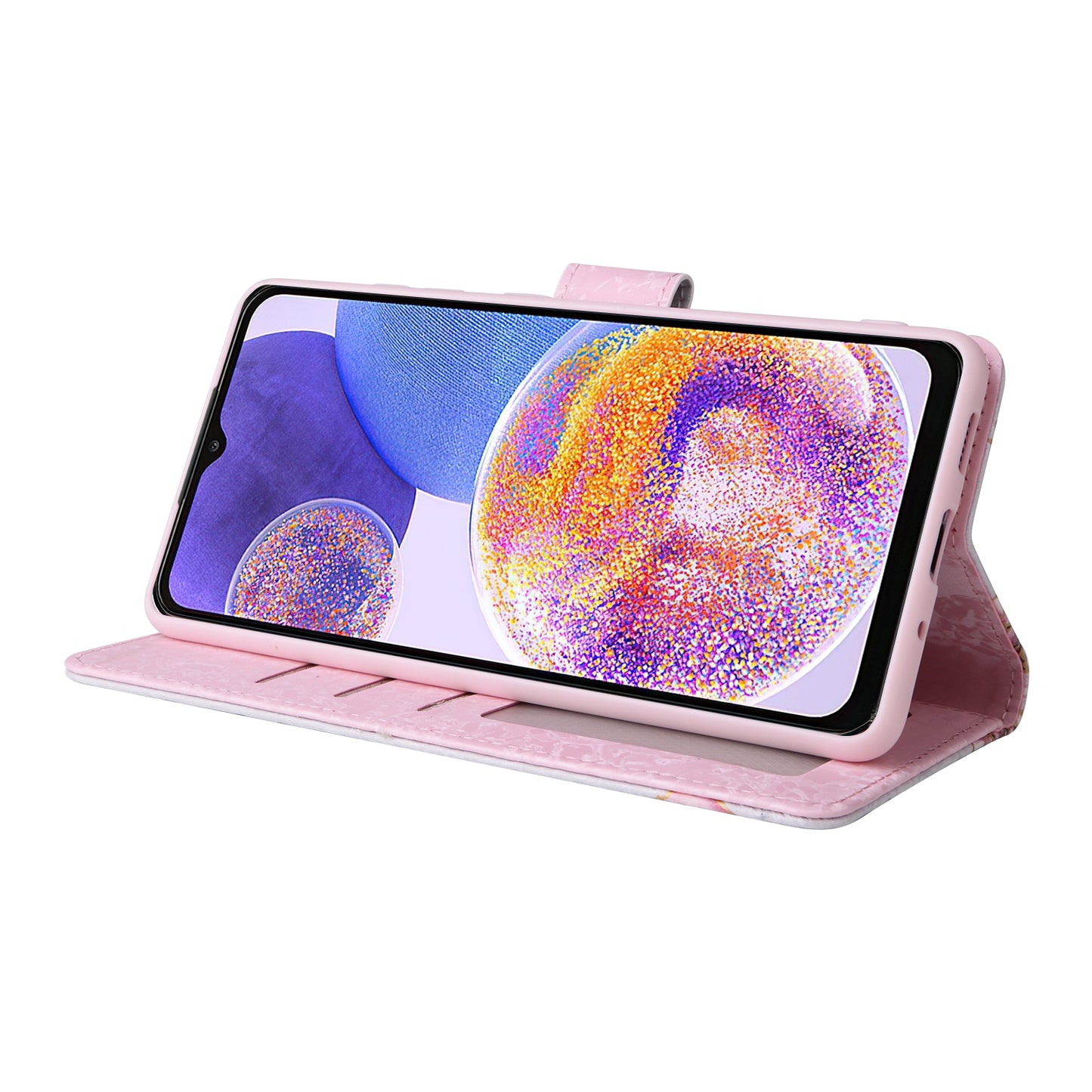 Samsung Galaxy A23 4G Luxury Bronzing Leather Case - Floral RFID Wallet Cover with Stand & Card Slots