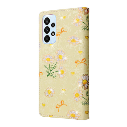 Samsung Galaxy A23 4G Luxury Bronzing Leather Case - Floral RFID Wallet Cover with Stand & Card Slots