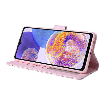 Samsung Galaxy A23 4G Luxury Bronzing Leather Case - Floral RFID Wallet Cover with Stand & Card Slots