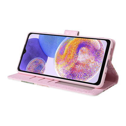 Samsung Galaxy A23 4G Luxury Bronzing Leather Case - Floral RFID Wallet Cover with Stand & Card Slots