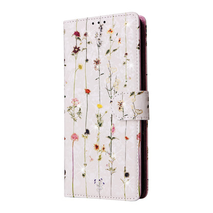 Samsung Galaxy A13 4G/5G Luxury Bronzing Leather Case - Floral RFID Wallet Cover with Stand & Card Slots