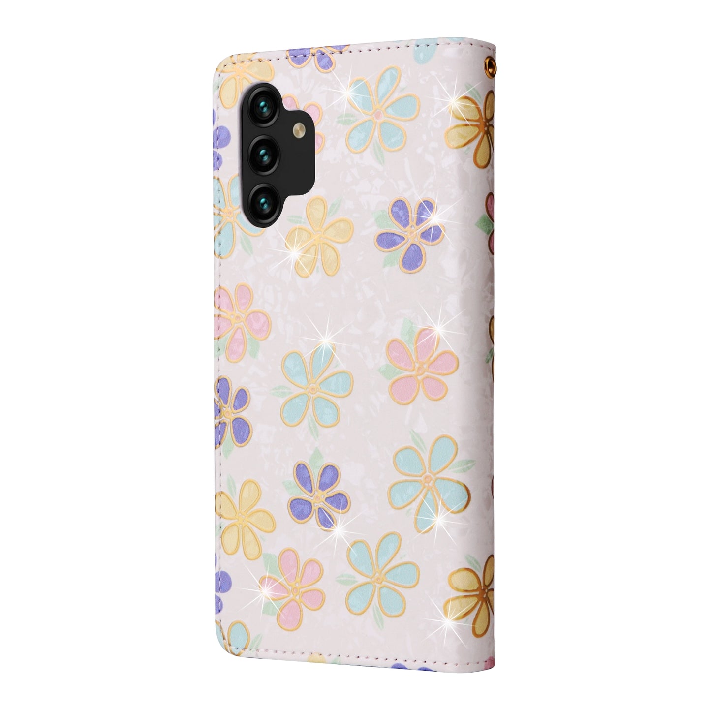 Samsung Galaxy A13 4G/5G Luxury Bronzing Leather Case - Floral RFID Wallet Cover with Stand & Card Slots