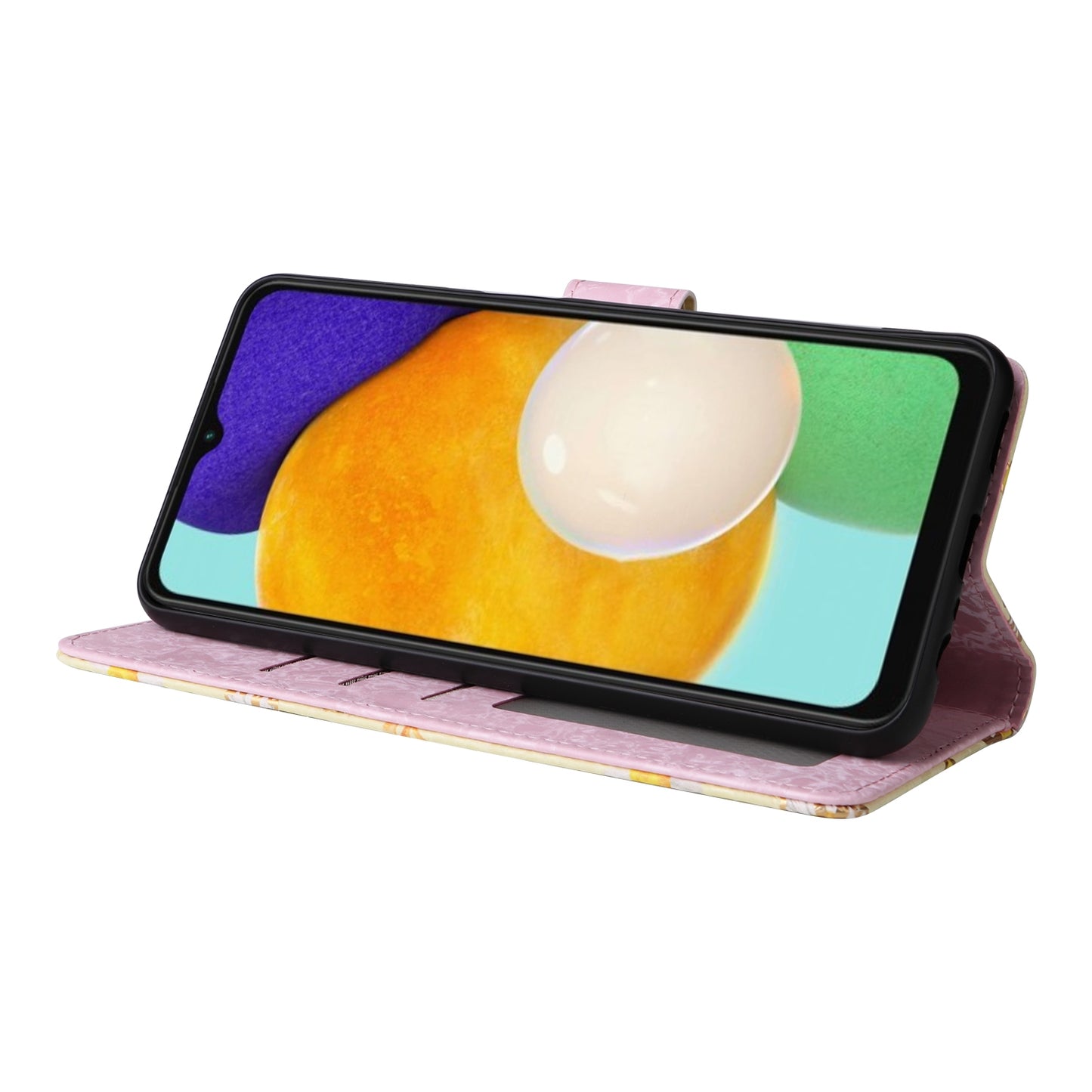 Samsung Galaxy A13 4G/5G Luxury Bronzing Leather Case - Floral RFID Wallet Cover with Stand & Card Slots