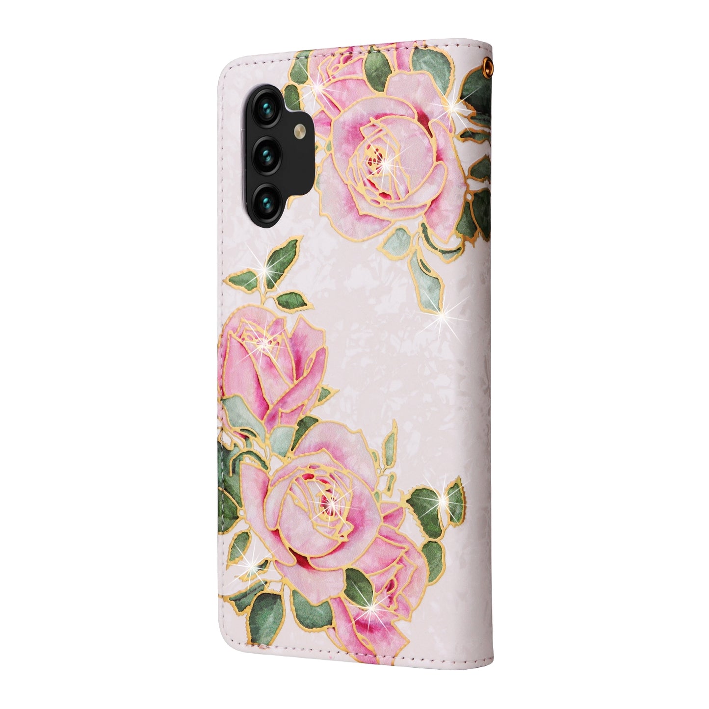 Samsung Galaxy A13 4G/5G Luxury Bronzing Leather Case - Floral RFID Wallet Cover with Stand & Card Slots