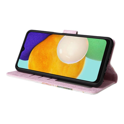 Samsung Galaxy A13 4G/5G Luxury Bronzing Leather Case - Floral RFID Wallet Cover with Stand & Card Slots