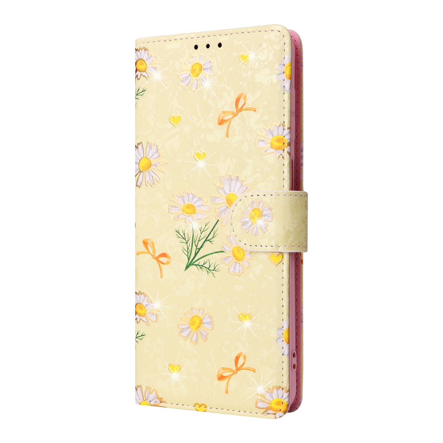 Samsung Galaxy A12 Luxury Bronzing Leather Case - Floral RFID Wallet Cover with Stand & Card Slots