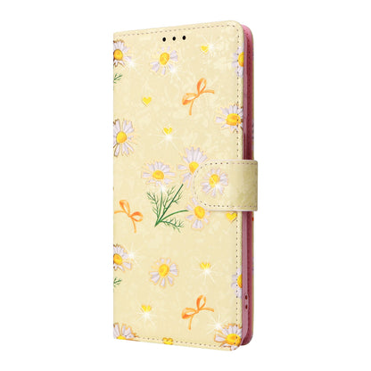 Samsung Galaxy A12 Luxury Bronzing Leather Case - Floral RFID Wallet Cover with Stand & Card Slots