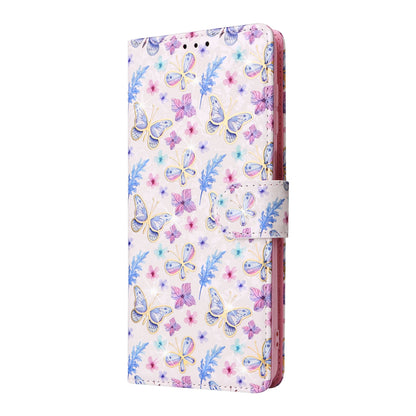 Samsung Galaxy A12 Luxury Bronzing Leather Case - Floral RFID Wallet Cover with Stand & Card Slots