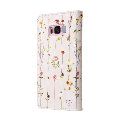 Samsung Galaxy S8 Plus Luxury Bronzing Leather Case - Floral RFID Wallet Cover with Stand & Card Slots