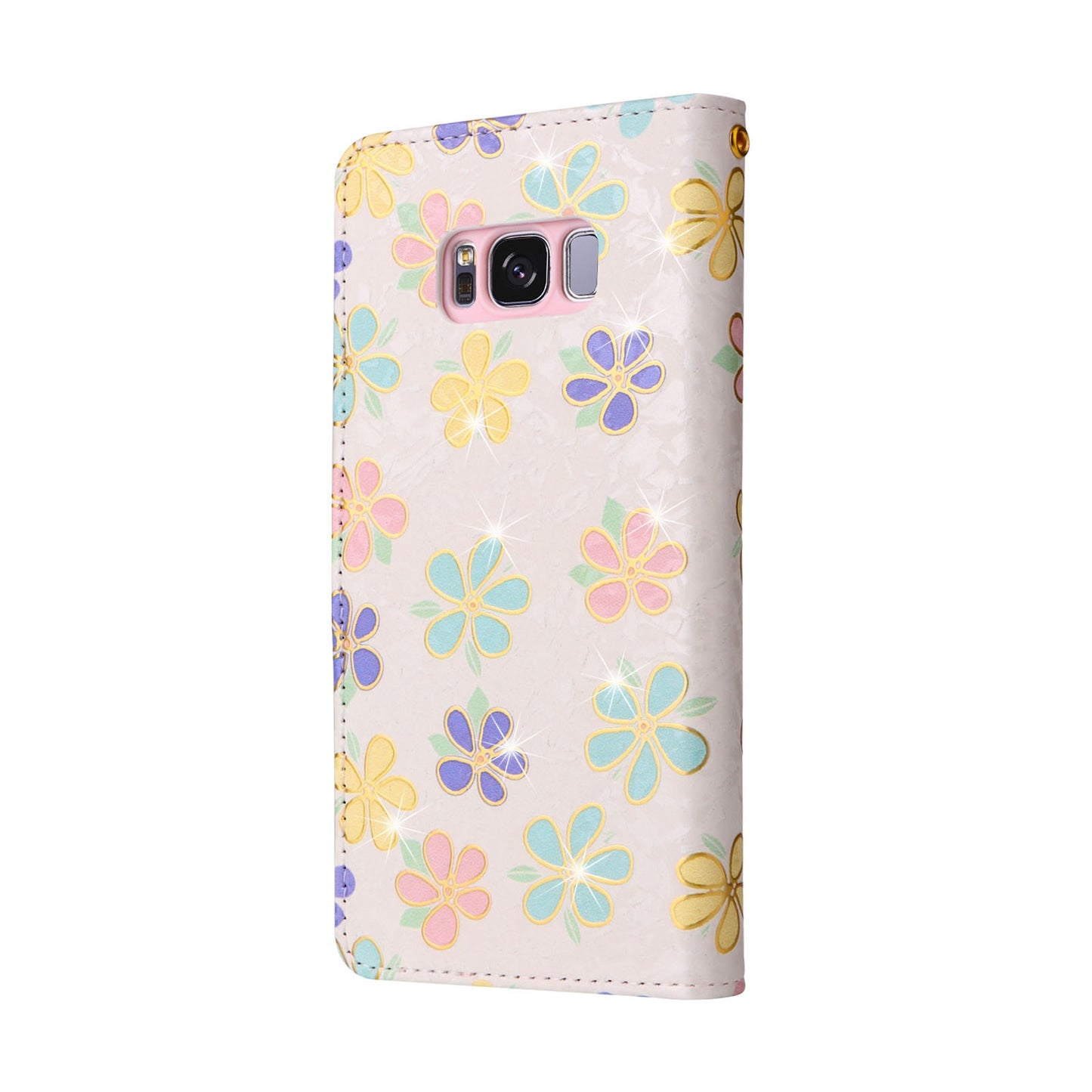 Samsung Galaxy S8 Plus Luxury Bronzing Leather Case - Floral RFID Wallet Cover with Stand & Card Slots