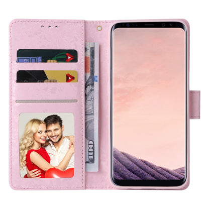 Samsung Galaxy S8 Plus Luxury Bronzing Leather Case - Floral RFID Wallet Cover with Stand & Card Slots