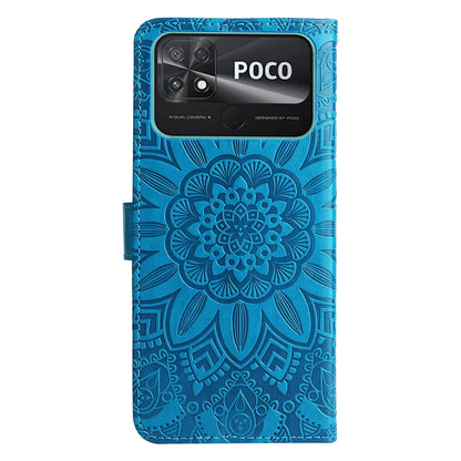 Xiaomi Poco C40 Sunflower Embossed Leather Wallet Phone Case with Kickstand and Card Holder