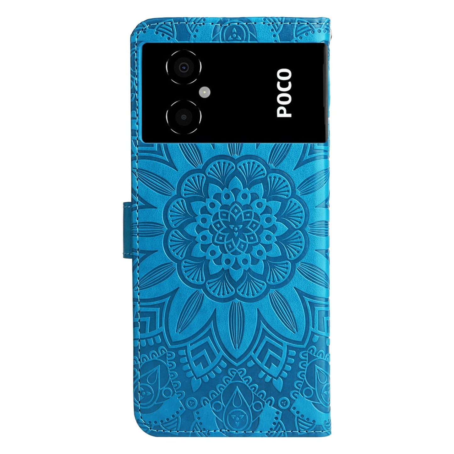 Xiaomi Poco M4 5G Sunflower Embossed Leather Wallet Phone Case with Kickstand and Card Holder