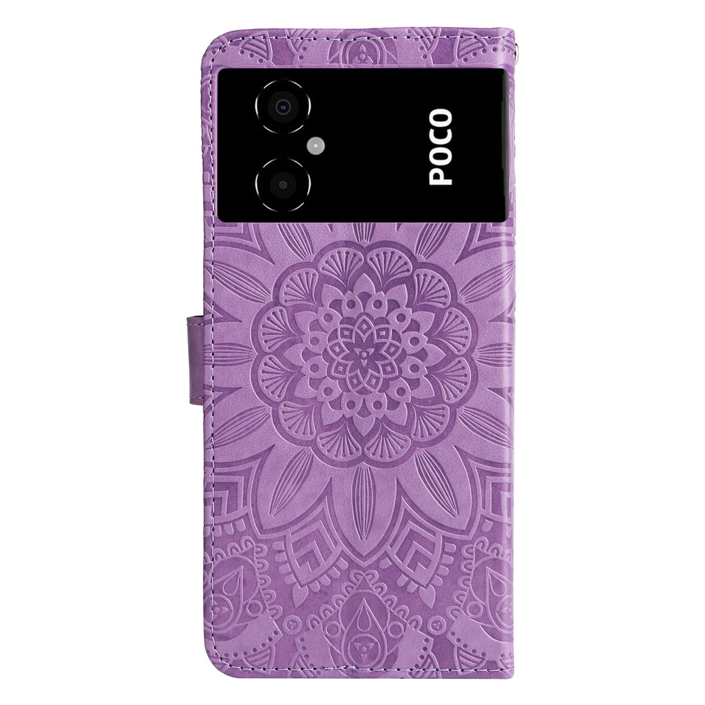 Xiaomi Poco M4 5G Sunflower Embossed Leather Wallet Phone Case with Kickstand and Card Holder