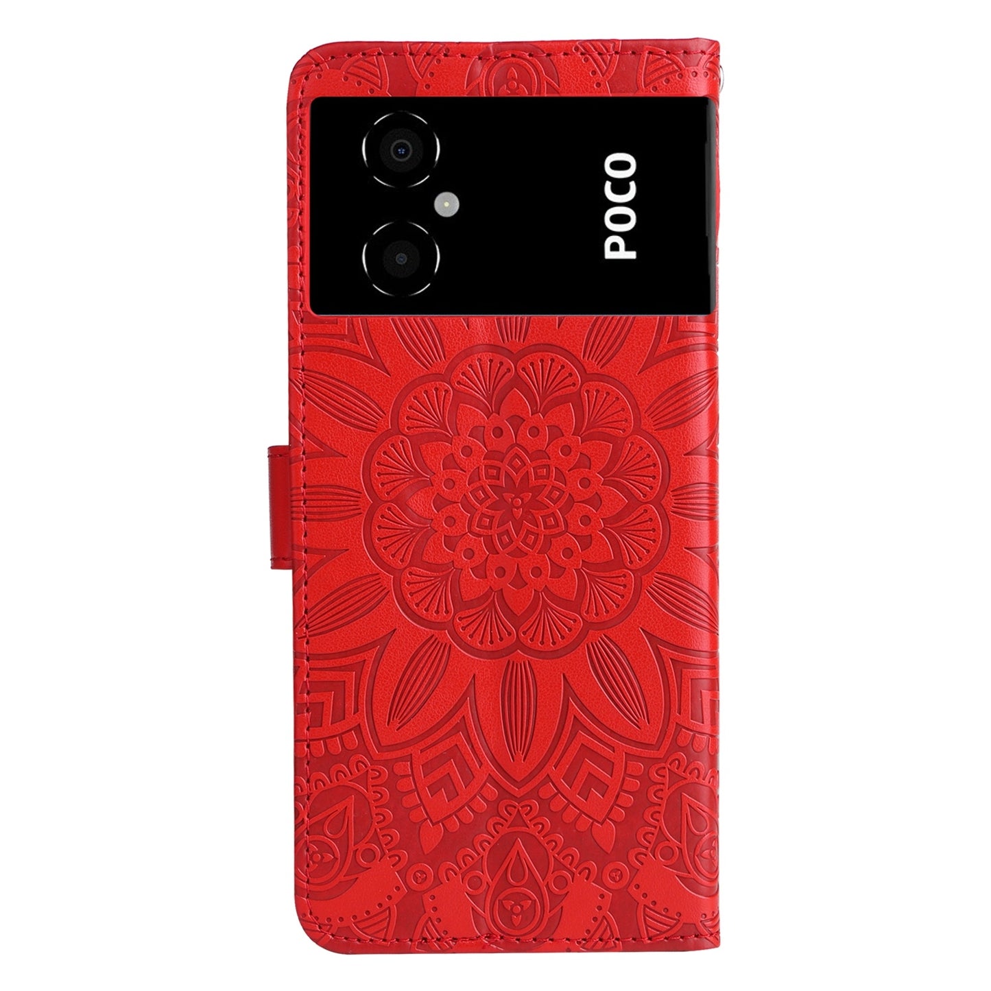 Xiaomi Poco M4 5G Sunflower Embossed Leather Wallet Phone Case with Kickstand and Card Holder