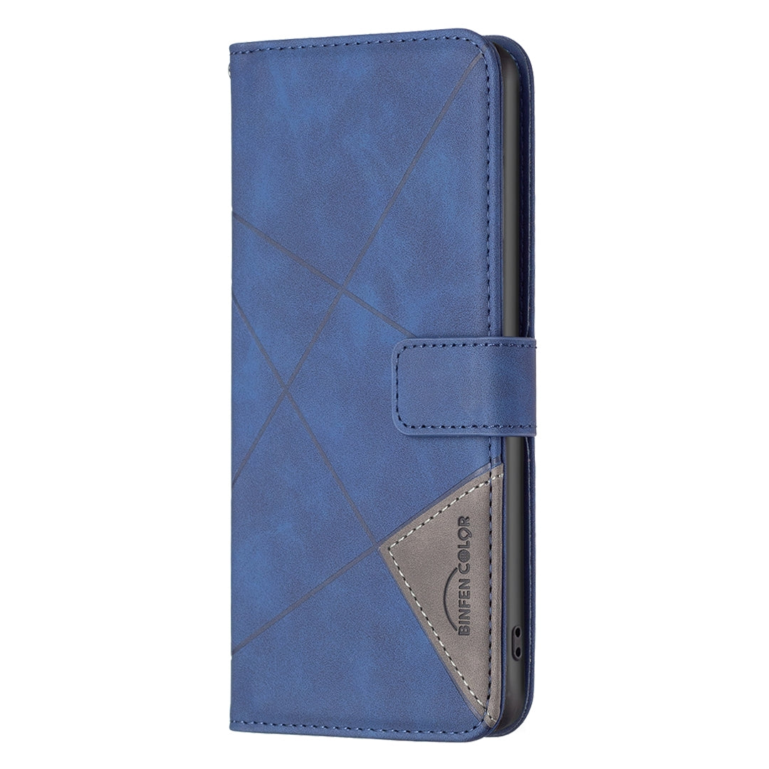 vivo Y35 Rhombus Texture Leather Phone Case with Magnetic Buckle and Card Holder