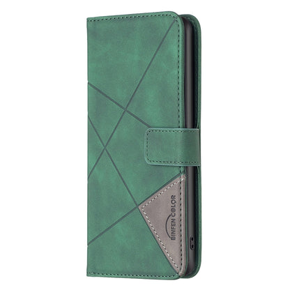 vivo Y35 Rhombus Texture Leather Phone Case with Magnetic Buckle and Card Holder