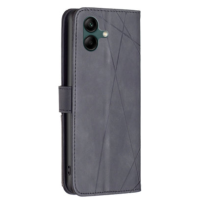 Samsung Galaxy A04 4G Rhombus Texture Leather Phone Case with Magnetic Buckle and Card Holder